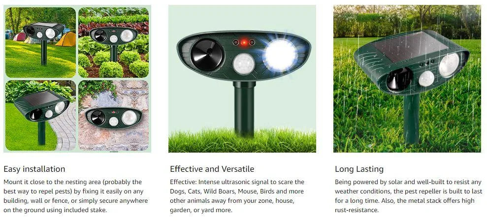 VerdeGuard Solar Ultrasonic Deer Deterrent Motion Activated | Lersk