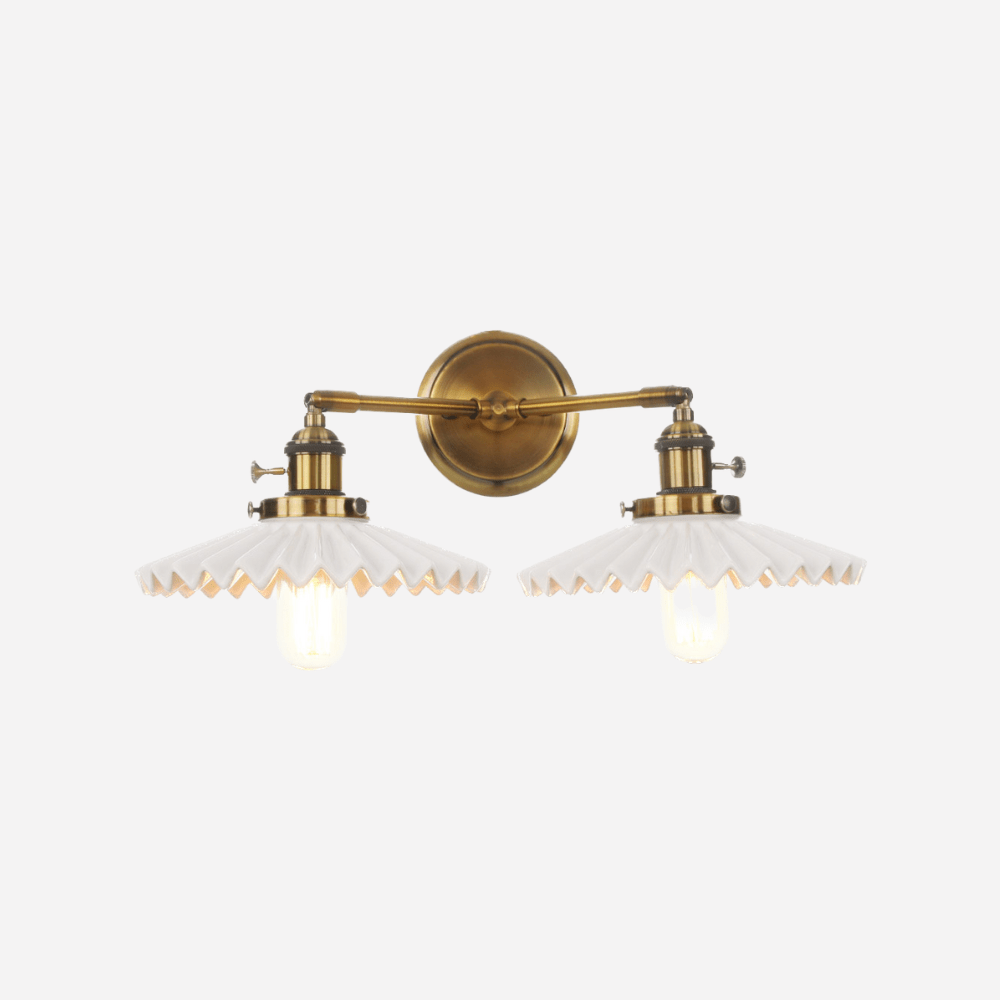 Aurelia Keramik-Wandlampe mit zwei Schirmen, Antikgold | Lersk