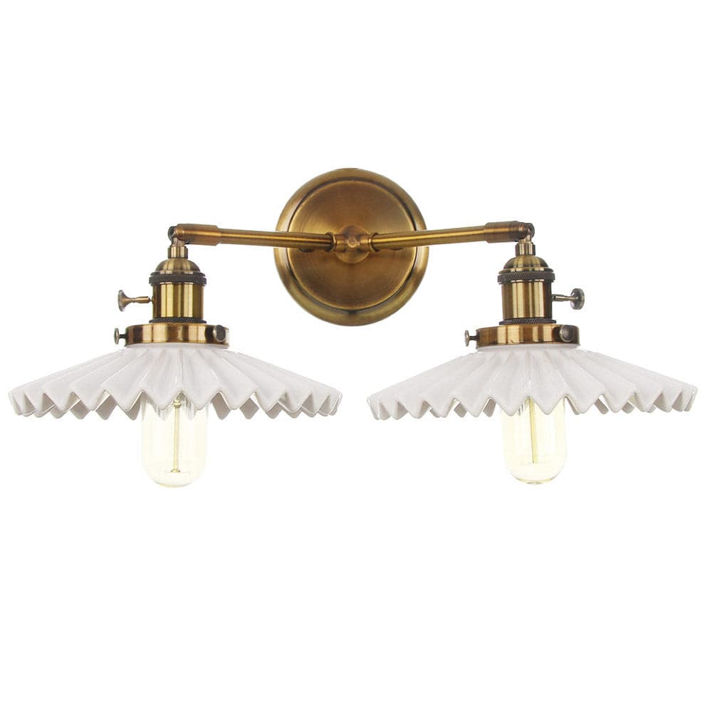 Aurelia Keramik-Wandlampe mit zwei Schirmen, Antikgold | Lersk