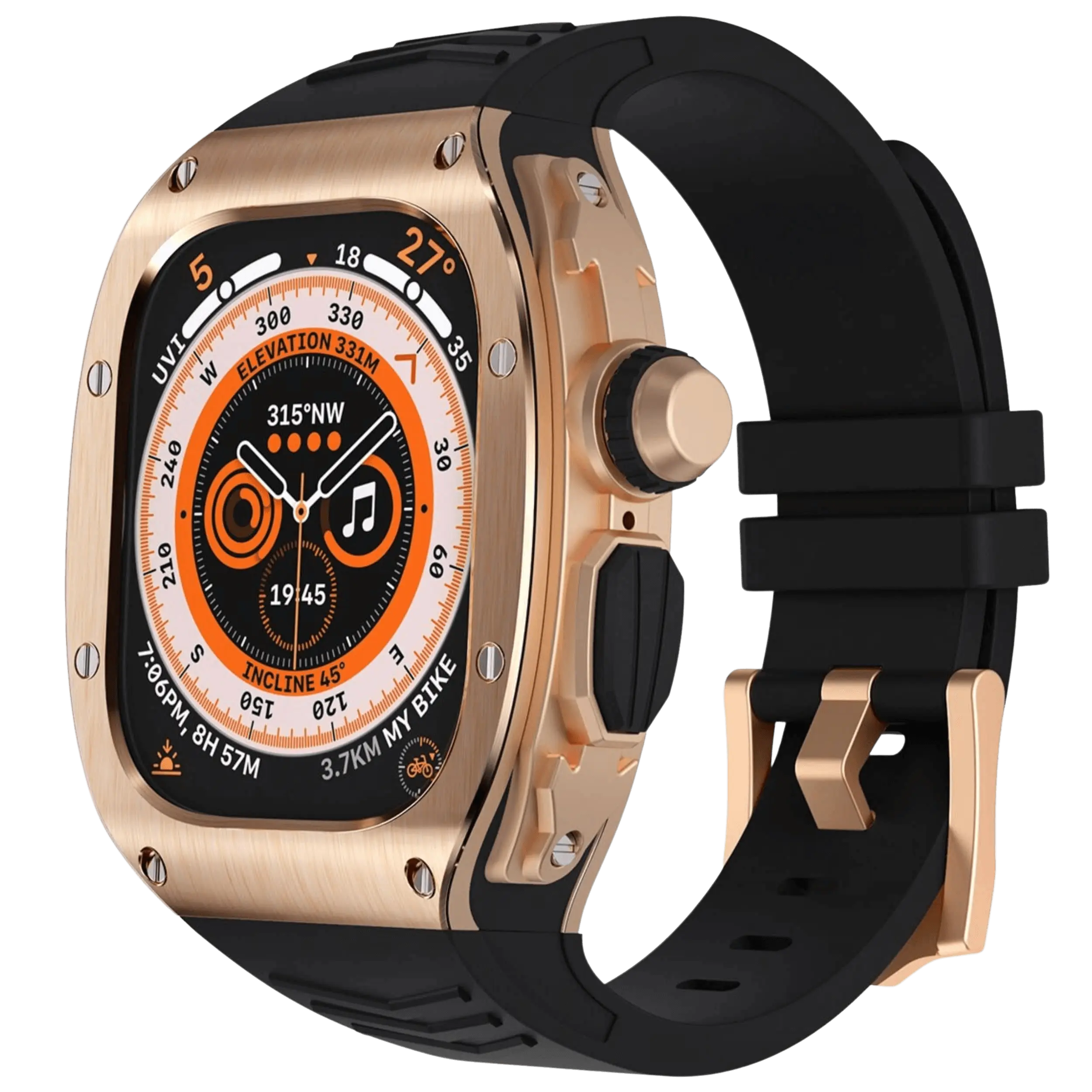 NovaVeil Premium rustfrit stål-etui og silikone-rem til Apple Watch Ultra | Lersk