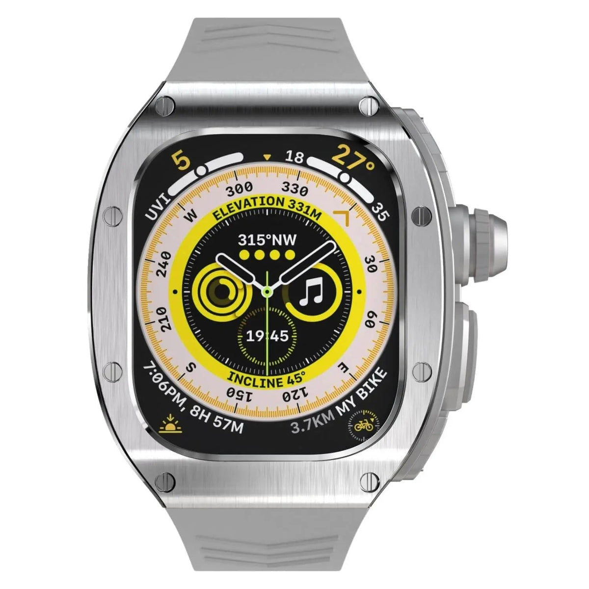 NovaVeil Premium Stainless Steel Case and Silicone Band for Apple Watch Ultra
