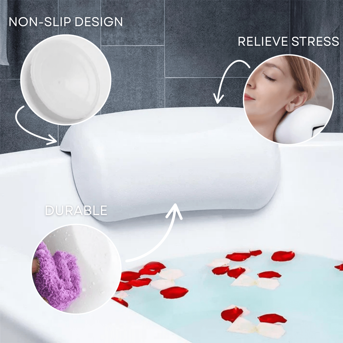 AquaCloud Premium koupelnový polštář - ergonomická podpora krku a hlavy pro relaxaci jako ve wellness doma | Lersk