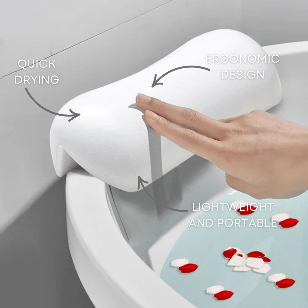 AquaCloud Premium koupelnový polštář - ergonomická podpora krku a hlavy pro relaxaci jako ve wellness doma | Lersk