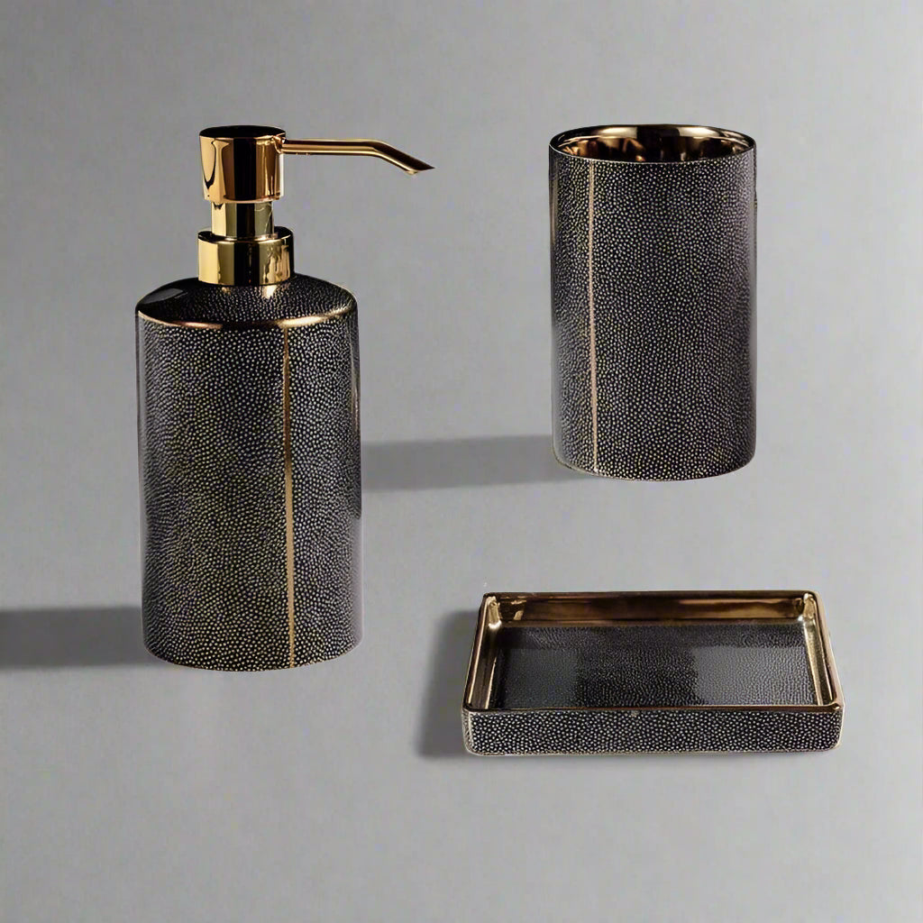 Armani Bathroom Accessories Set Luxury Ceramic Organizer For Modern Bathrooms | Lersk