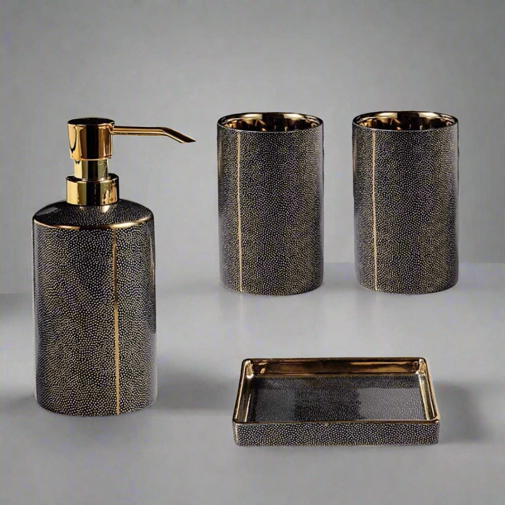 Armani Bathroom Accessories Set Luxury Ceramic Organizer For Modern Bathrooms | Lersk