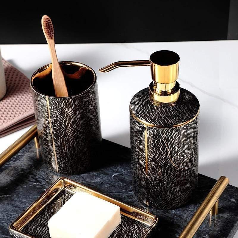 Armani Bathroom Accessories Set Luxury Ceramic Organizer For Modern Bathrooms | Lersk