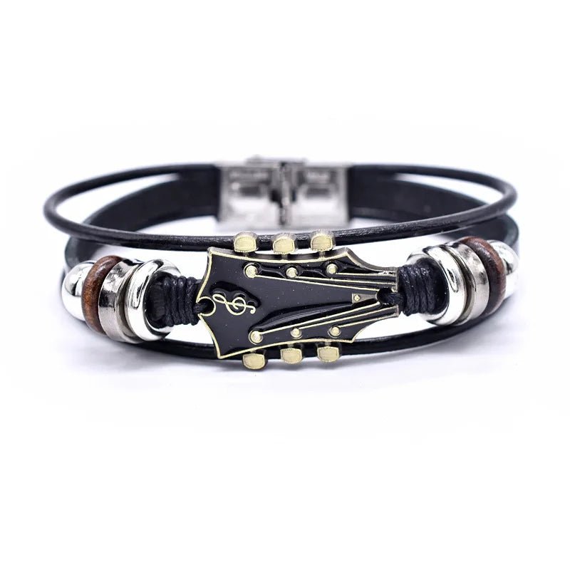 AXECHORD Guitar Leather Bracelet With Vintage-Inspired Design For Everyday Style | Lersk