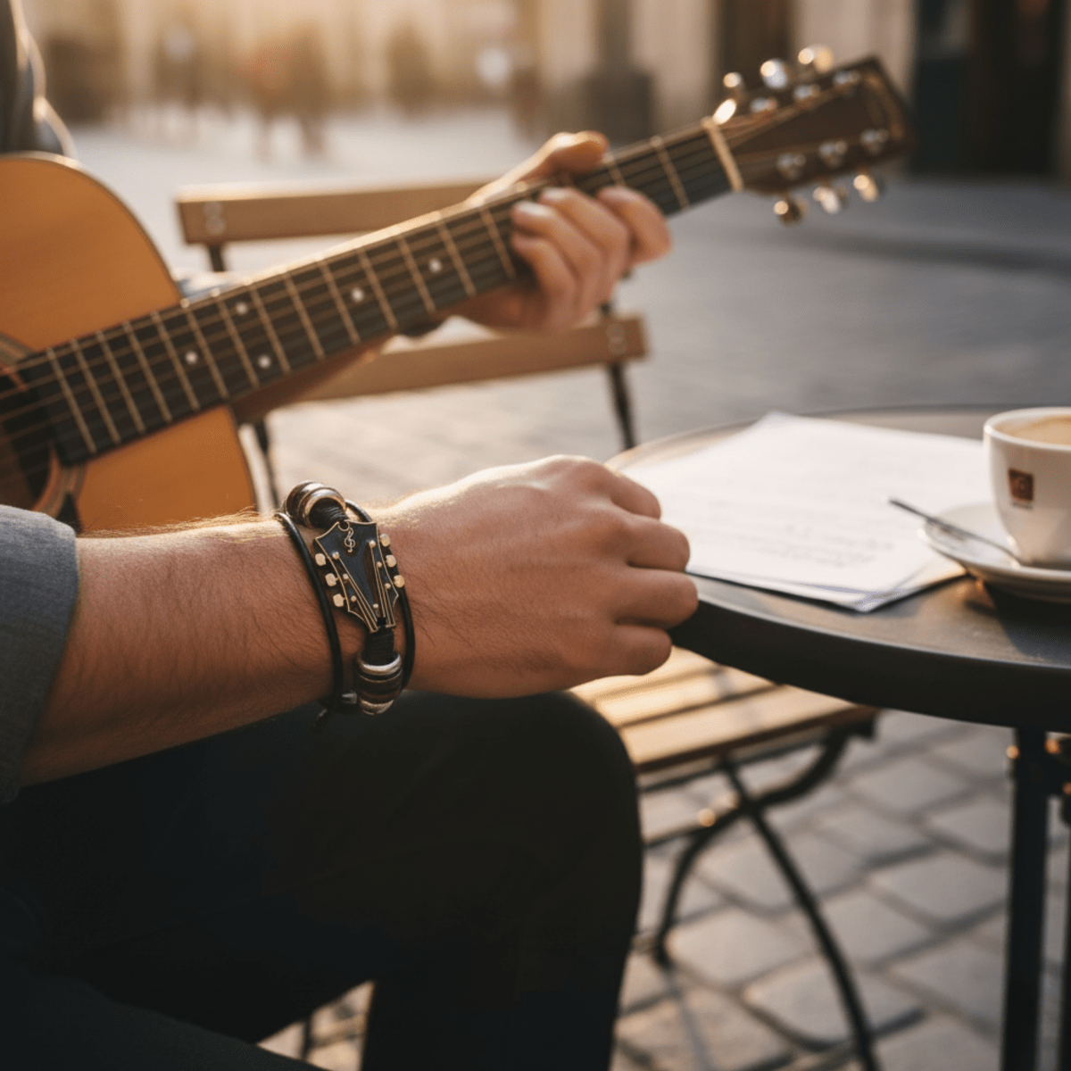 AXECHORD Guitar Leather Bracelet With Vintage-Inspired Design For Everyday Style | Lersk
