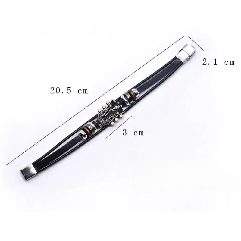 AXECHORD Guitar Leather Bracelet With Vintage-Inspired Design For Everyday Style | Lersk