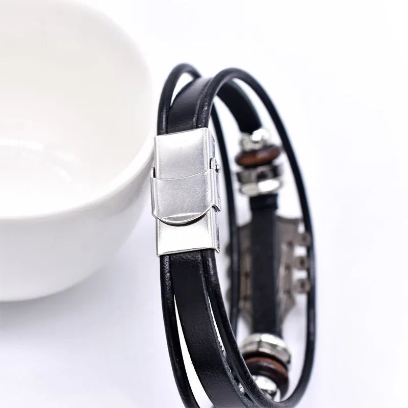 AXECHORD Guitar Leather Bracelet With Vintage-Inspired Design For Everyday Style | Lersk