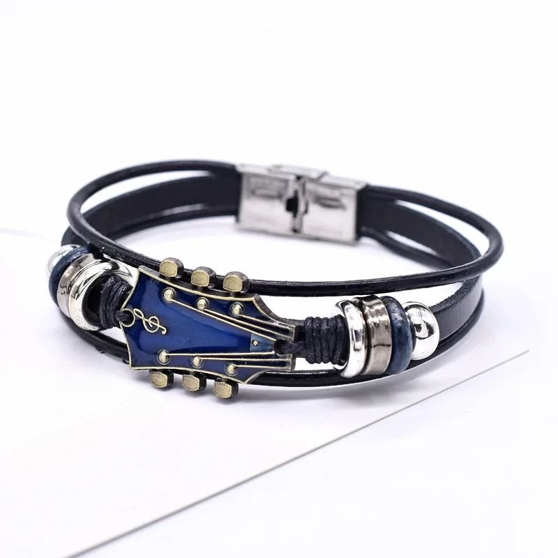 AXECHORD Guitar Leather Bracelet With Vintage-Inspired Design For Everyday Style | Lersk
