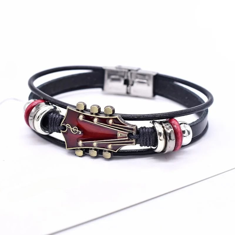 AXECHORD Guitar Leather Bracelet With Vintage-Inspired Design For Everyday Style | Lersk