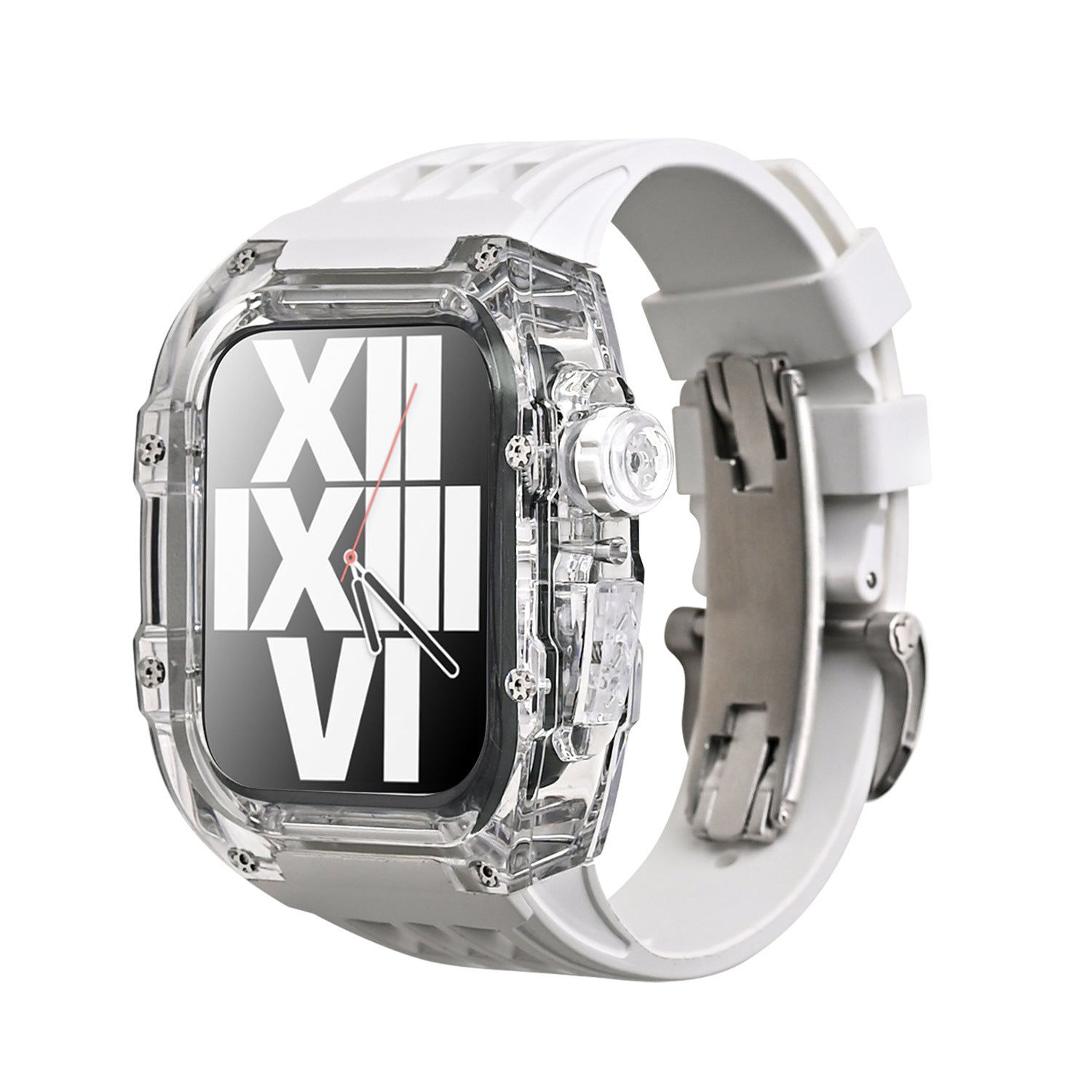 Série Korvel Glacier V30 | Kit de Retrofit com Caixa Transparente e Correia de Fluororubber para Apple Watch | Lersk