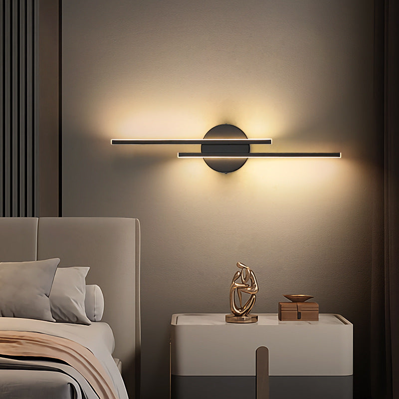 Fjordra nordická LED nástěnná lampa s diskem a liniovým světlem černá bílá | Lersk