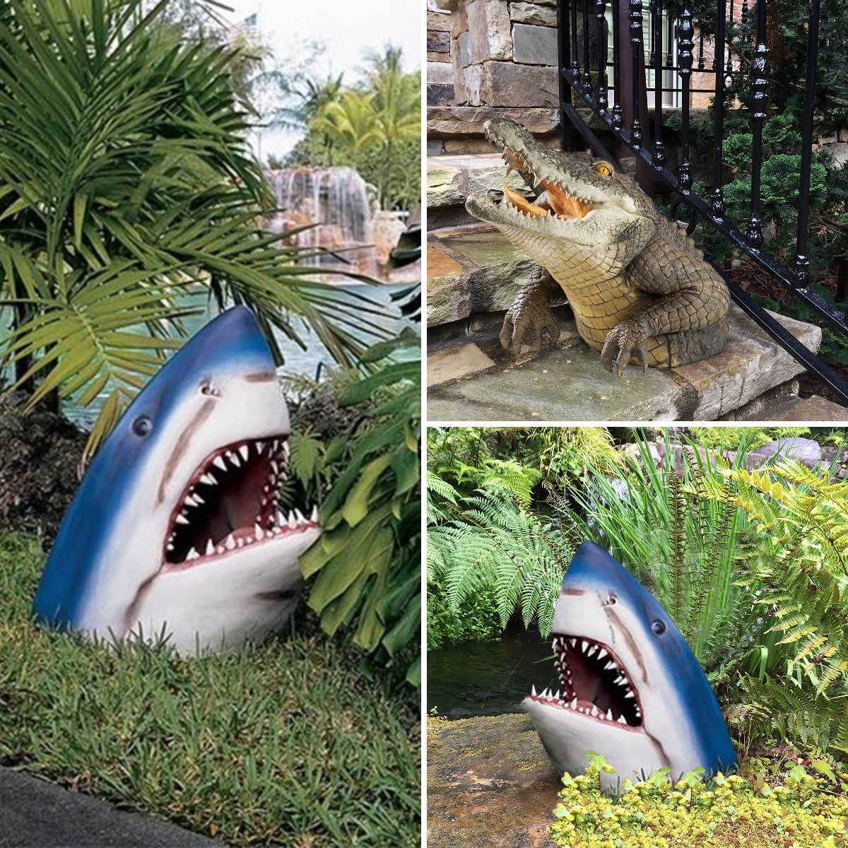 Garten-Sumpf-Alligator-Statue für Außenbereich, Gartendekoration und Gartenornament-Ausstellungskunst | Lersk