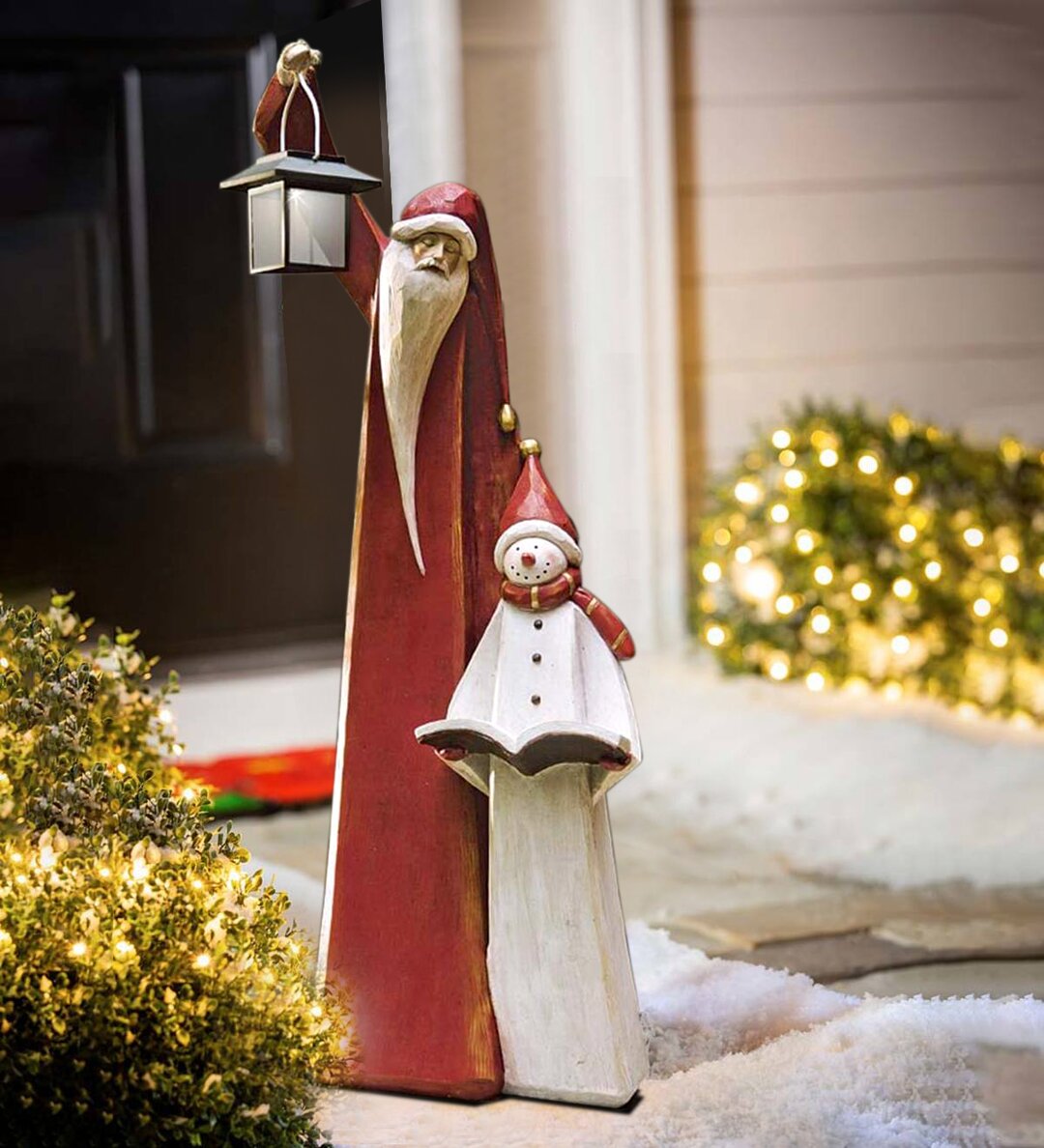 Weihnachtsmann- und Schneemann-Skulptur für Weihnachtsdekoration innen und außen | Lersk