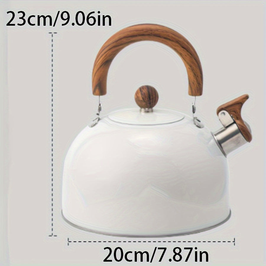 Bouilloire sifflante Veridia 3L avec accents en bois émaillée | Lersk