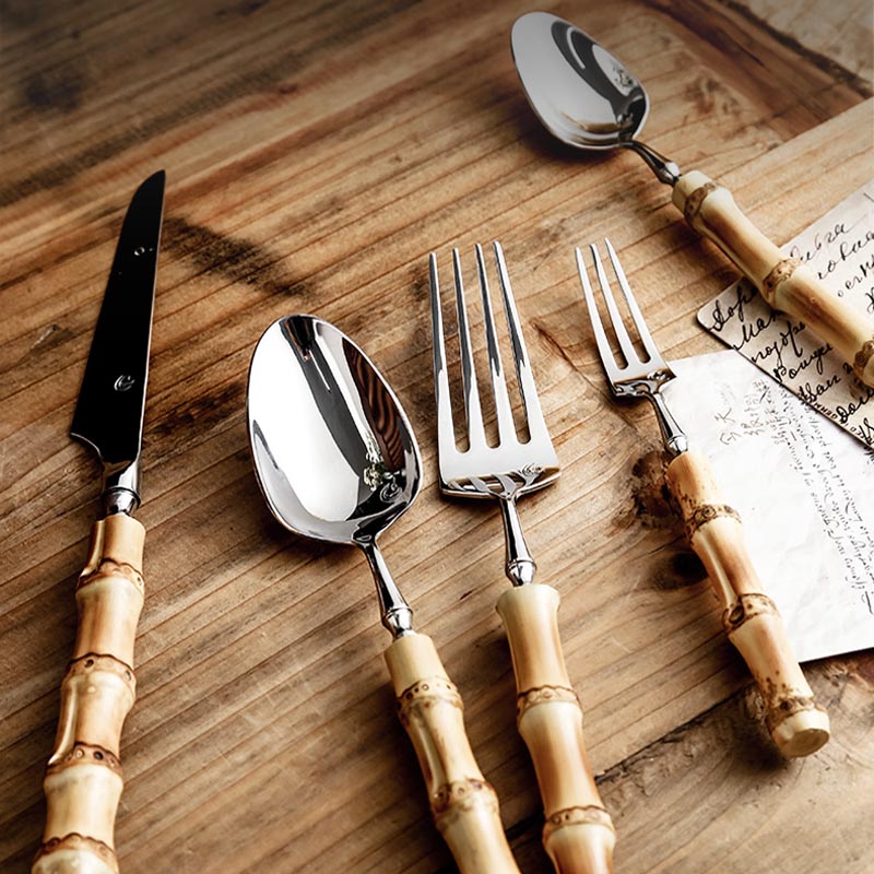 Premium Eco Bamboo and Stainless Steel Cutlery Set Deluxe | Lersk