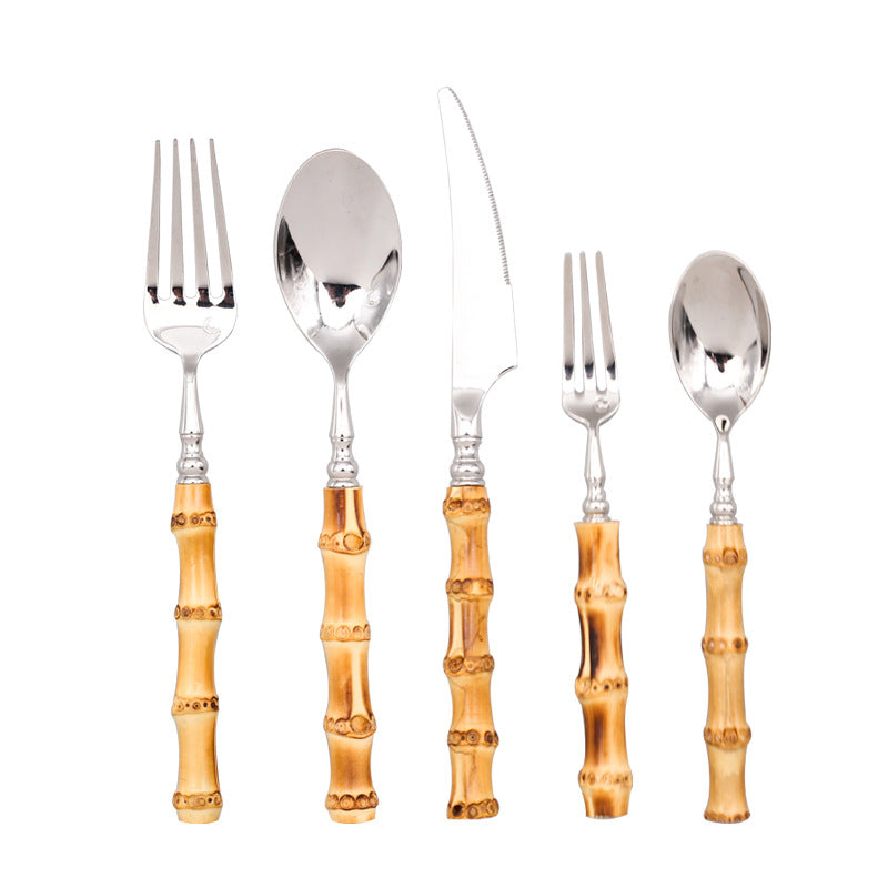 Premium Eco Bamboo and Stainless Steel Cutlery Set Deluxe | Lersk