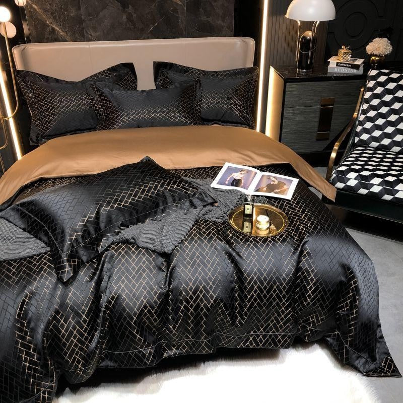 Calista Noire Egyptian Cotton Satin Bedding Set for Sleep | Lersk