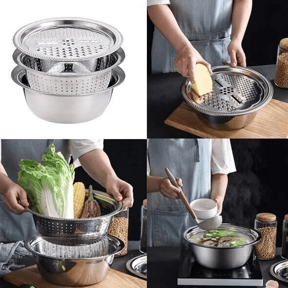 Tri-Purpose German Stainless Steel Basin Set | Lersk