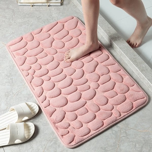 Cobblestone Embossed Bath Mat For Family Safe Absorbent Comfort | Lersk