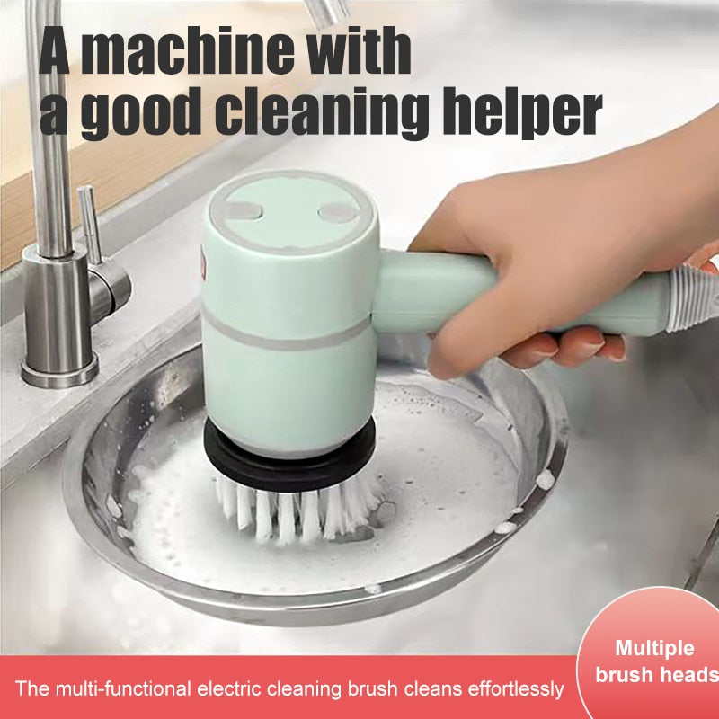Electric Cleaning Brush USB Rotary Scrubber For Home Use With Interchangeable Heads | Lersk