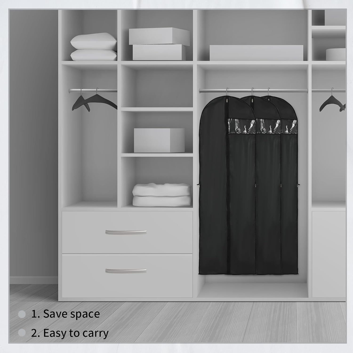 Housse de rangement longue 180 cm pour vêtements, sac à robe avec fermeture éclair et fenêtre Achetez 1, obtenez 1 gratuit | Lersk