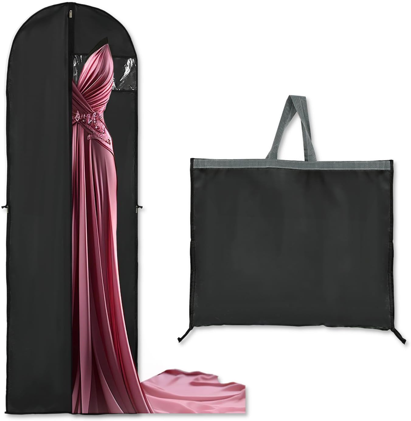 Housse de rangement longue 180 cm pour vêtements, sac à robe avec fermeture éclair et fenêtre Achetez 1, obtenez 1 gratuit | Lersk