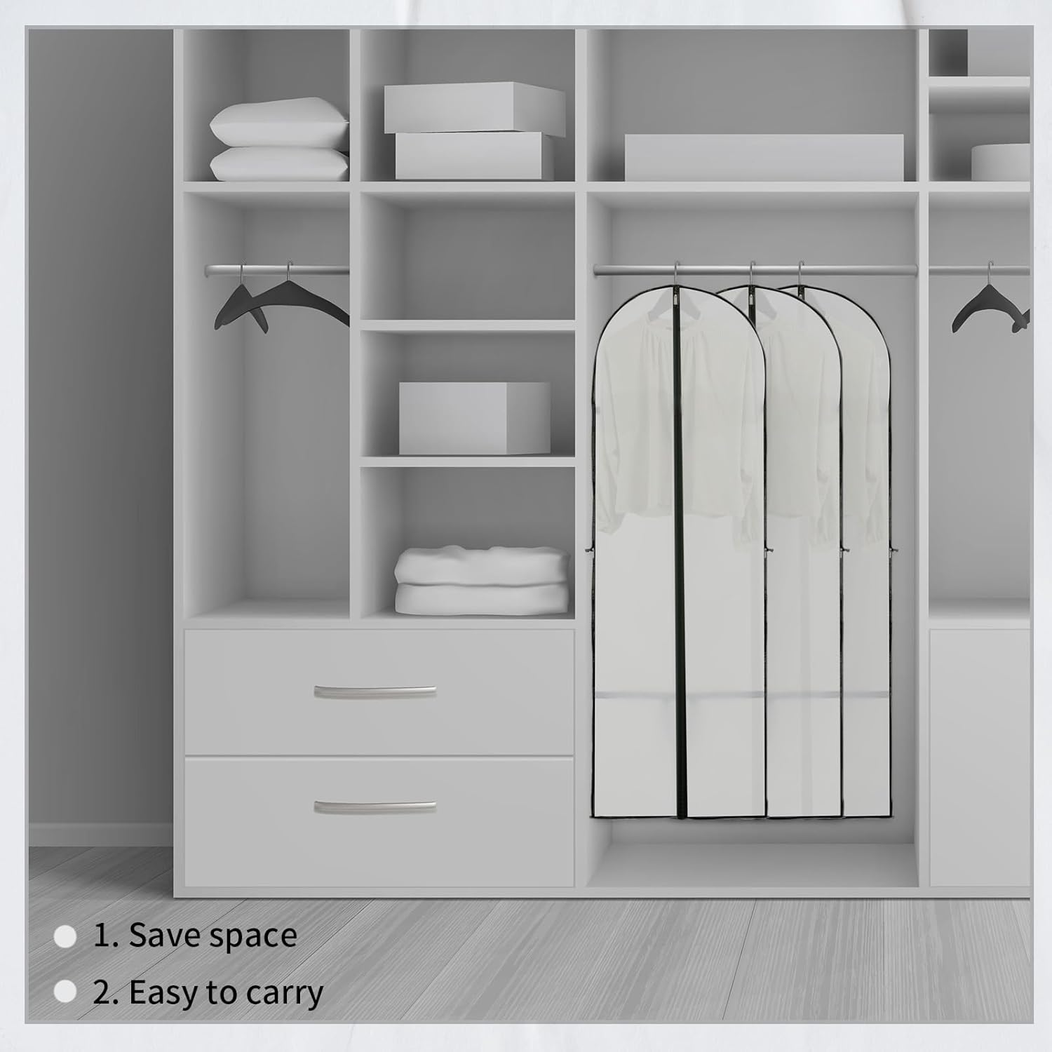 Housse de rangement longue 180 cm pour vêtements, sac à robe avec fermeture éclair et fenêtre Achetez 1, obtenez 1 gratuit | Lersk