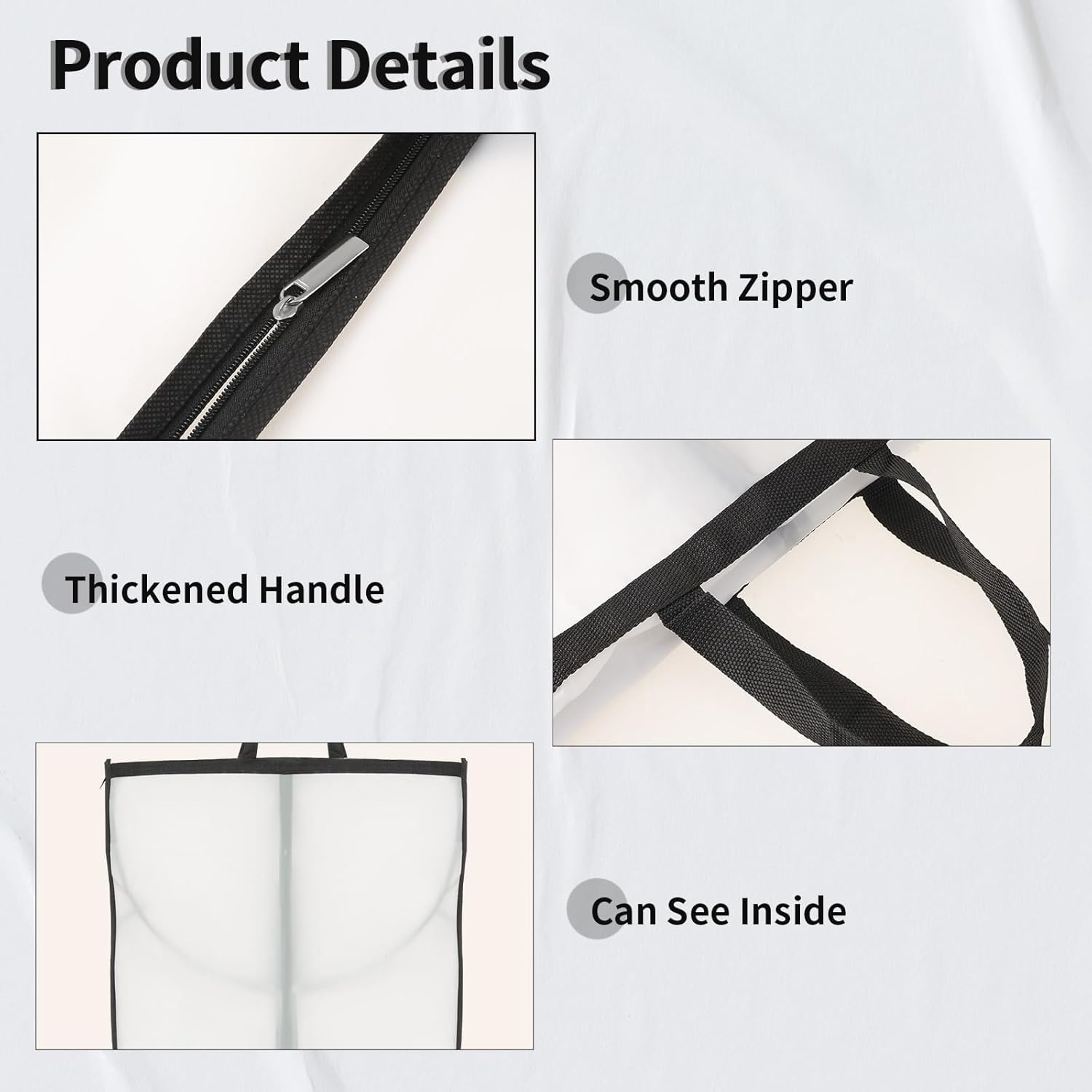 Housse de rangement longue 180 cm pour vêtements, sac à robe avec fermeture éclair et fenêtre Achetez 1, obtenez 1 gratuit | Lersk