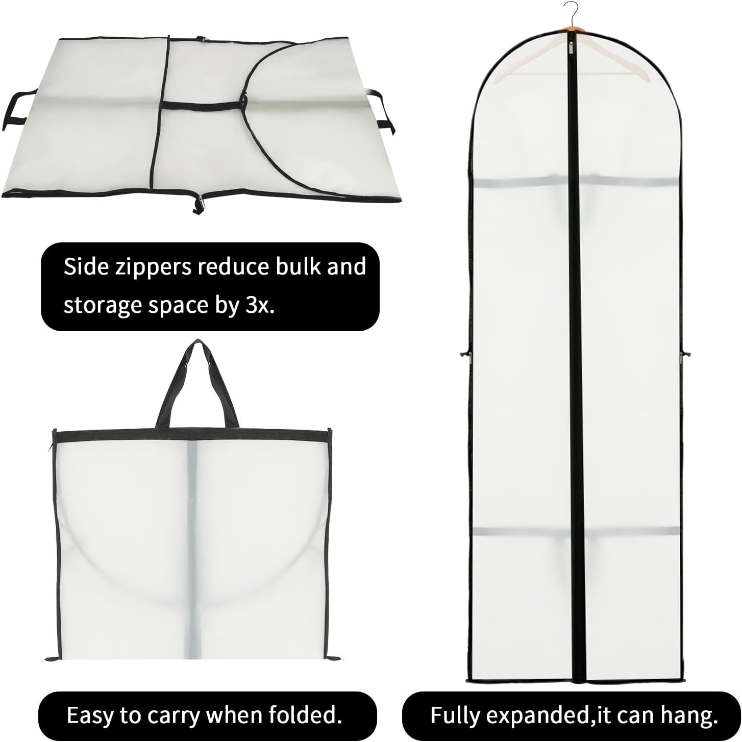 Housse de rangement longue 180 cm pour vêtements, sac à robe avec fermeture éclair et fenêtre Achetez 1, obtenez 1 gratuit | Lersk