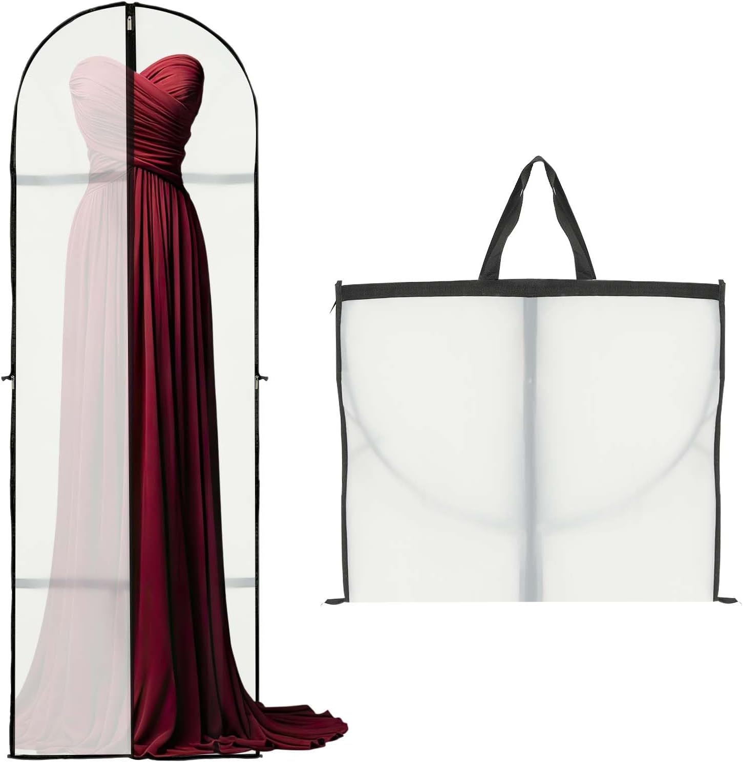 Housse de rangement longue 180 cm pour vêtements, sac à robe avec fermeture éclair et fenêtre Achetez 1, obtenez 1 gratuit | Lersk