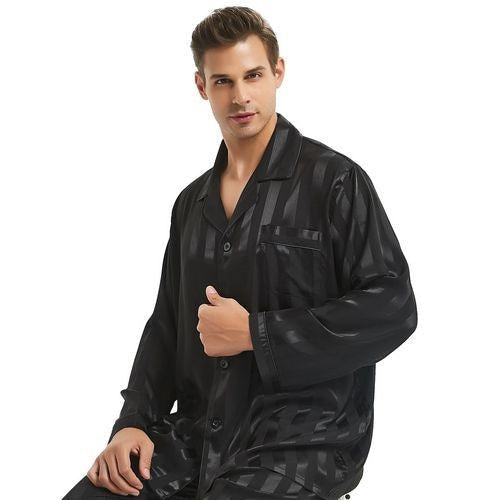 Men's Satin Pyjama Set With Soft Comfort Striped Design | Lersk