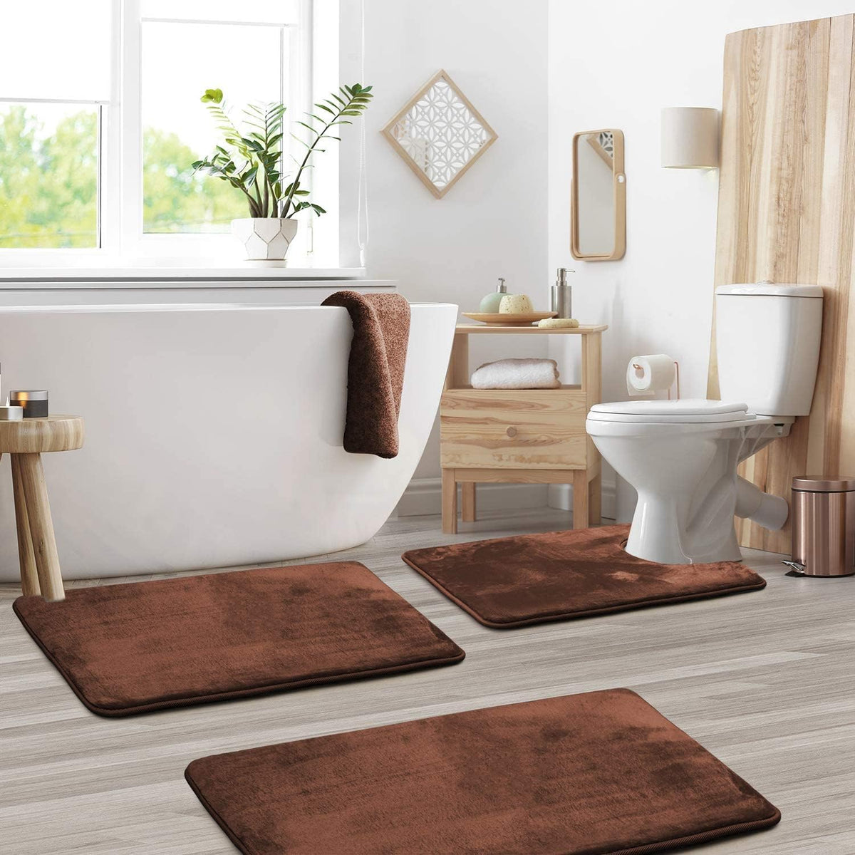 LuxeCloud Memory Foam Bath Mat Set 3-Piece Non-Slip