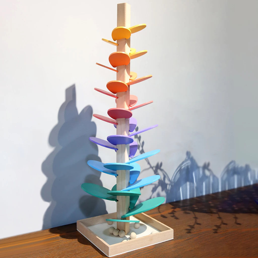 AuroraVale Rainbow Marble Tower With Wooden Sound Tree For Kids | Lersk