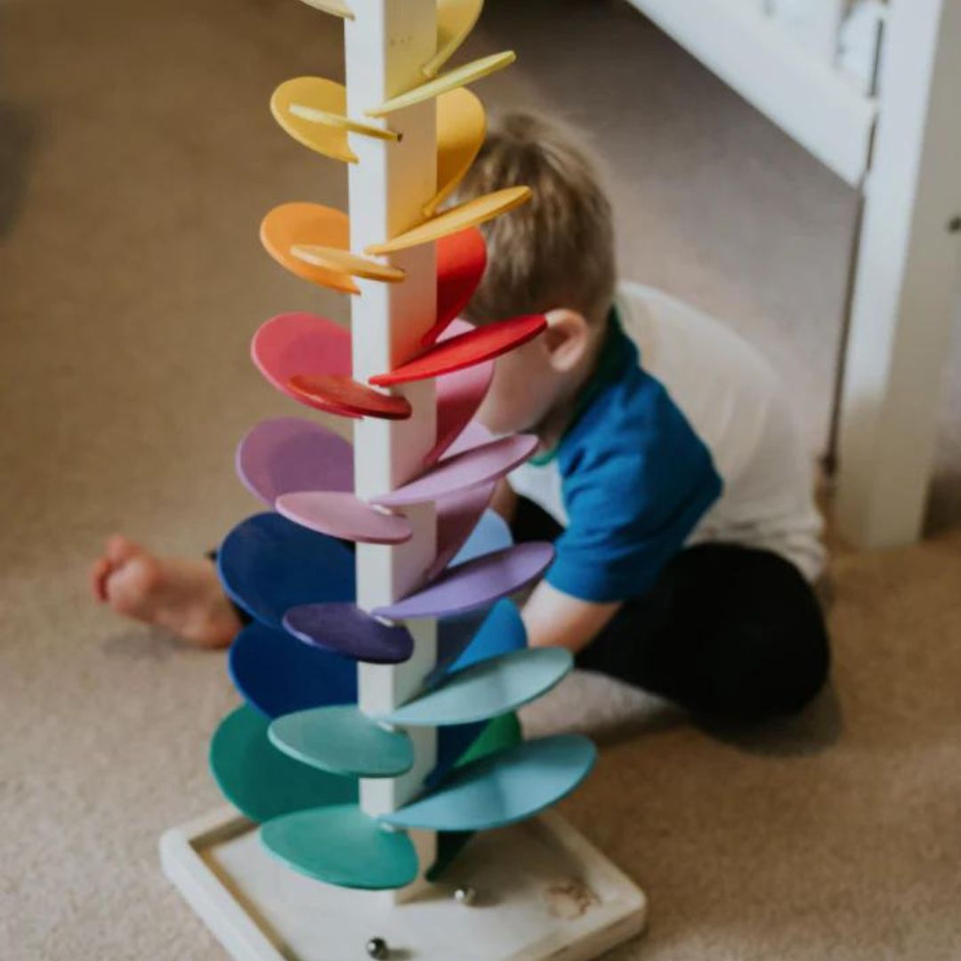 AuroraVale Rainbow Marble Tower With Wooden Sound Tree For Kids | Lersk