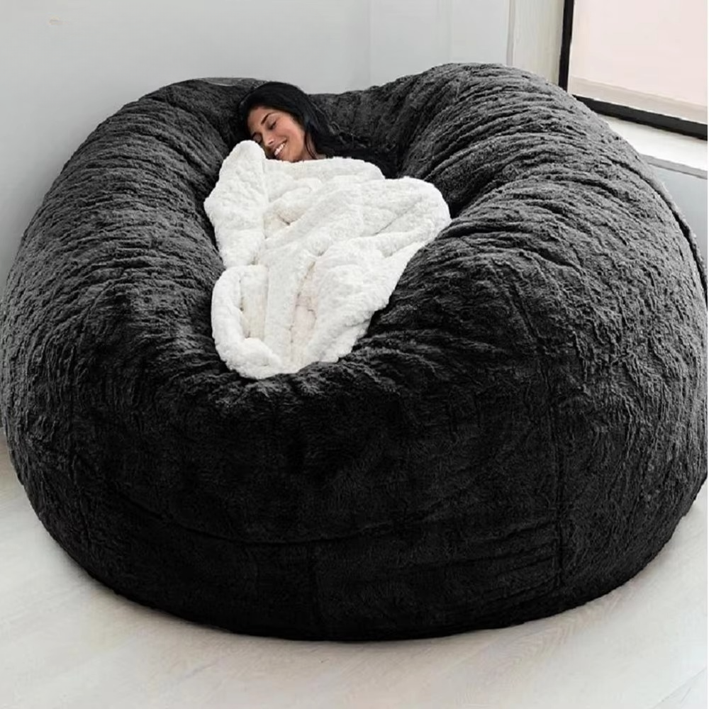 Giant Five Foot Fluffy Fuskepels Saccosekktrekk Ultra Myk Lounge Sofa (Kun Trekk) | Lersk