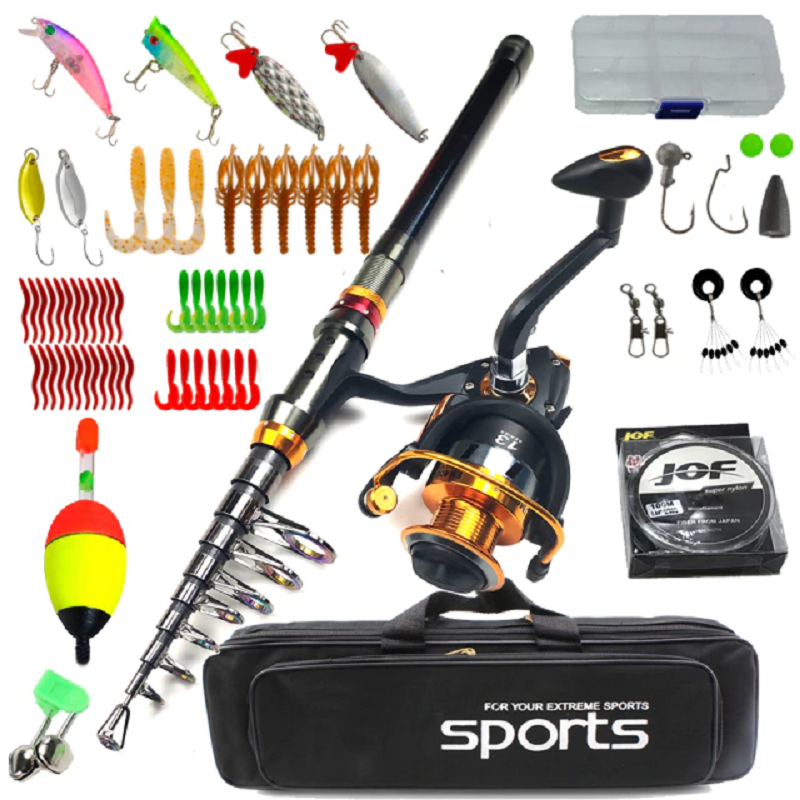 Marina Carbon Telescopic Spinning Rod Kit With Reel And Bag | Lersk