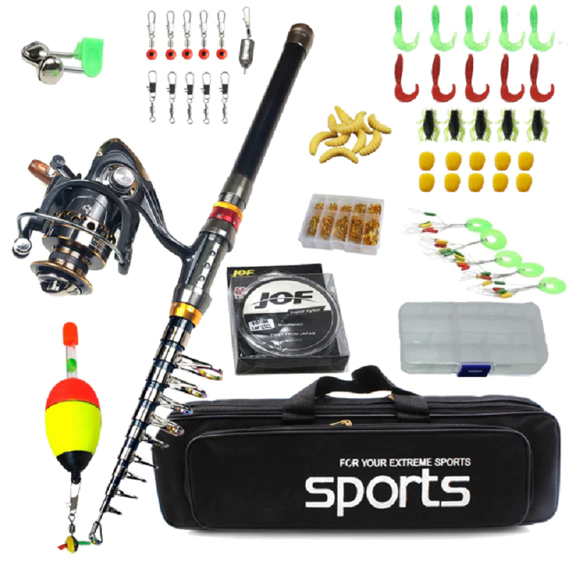 Marina Carbon Telescopic Spinning Rod Kit With Reel And Bag | Lersk