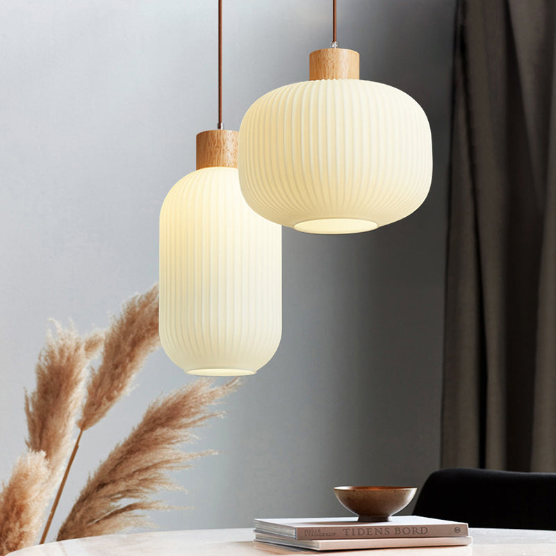 TimberGlow Wood and Glass Pendant Lamp with LED Lighting | Lersk