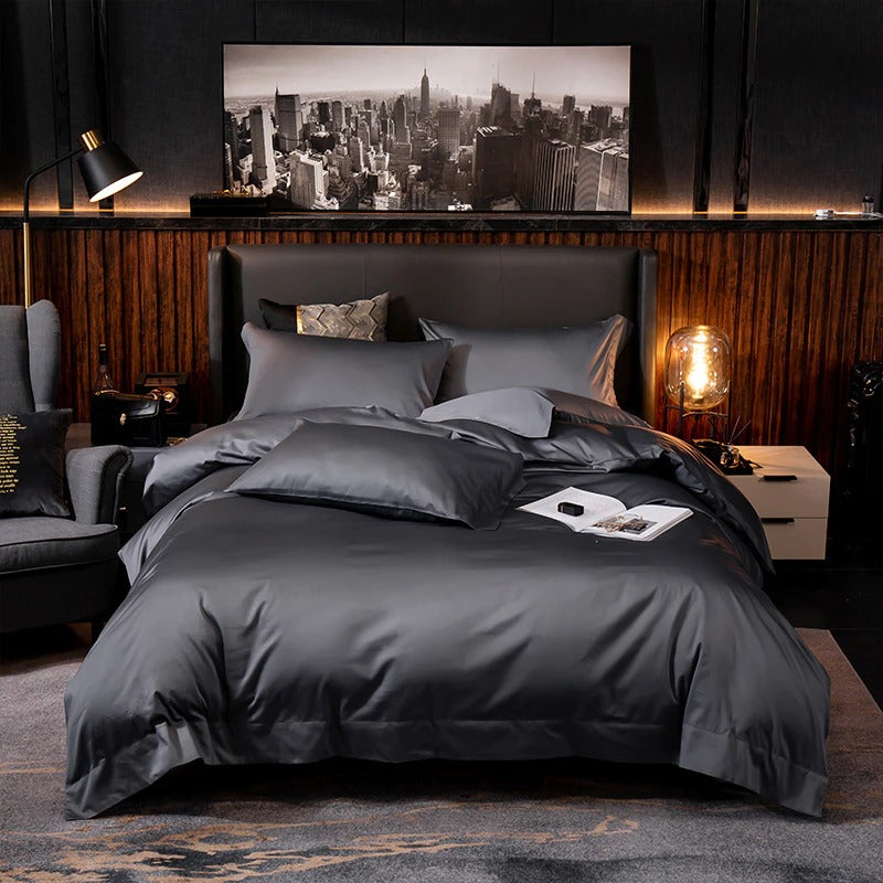 Aurelia Slate Silky Egyptian Cotton Bedding Set Deep Grey | Lersk