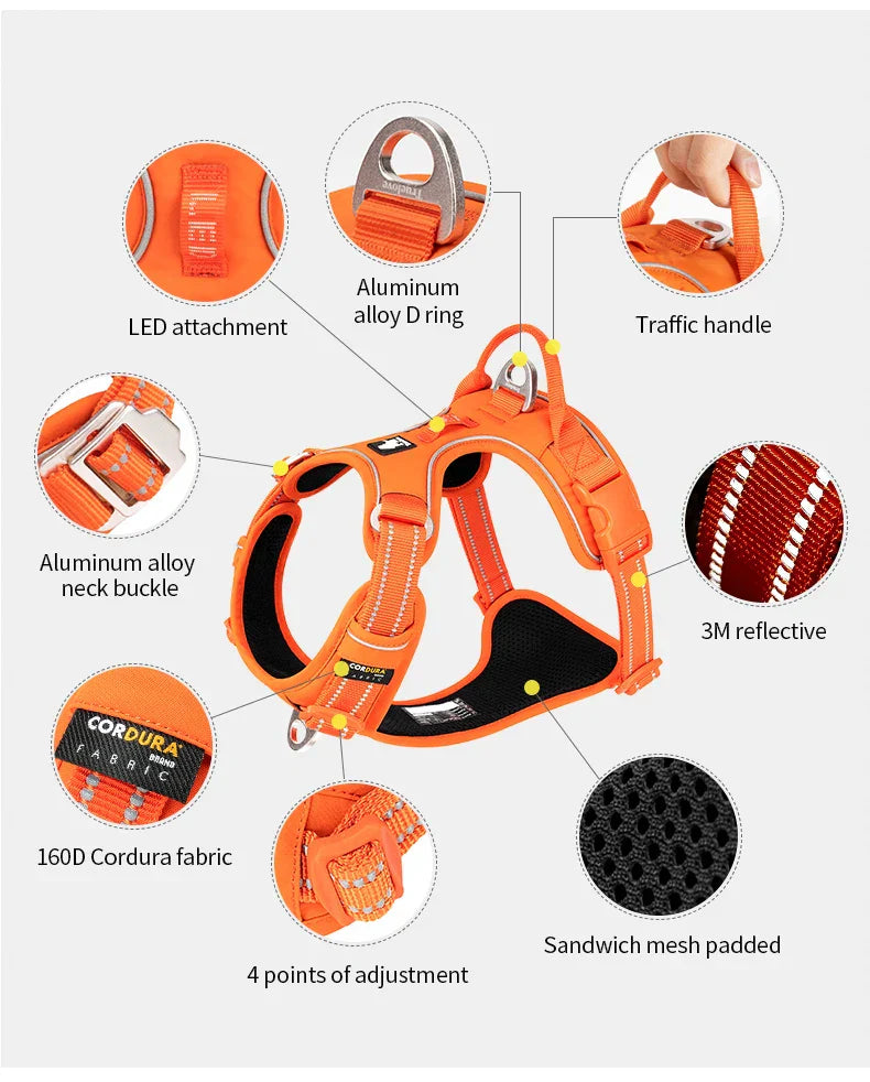 AstraPaw Reflective Nylon No Pull Dog Harness for All Sizes | Lersk