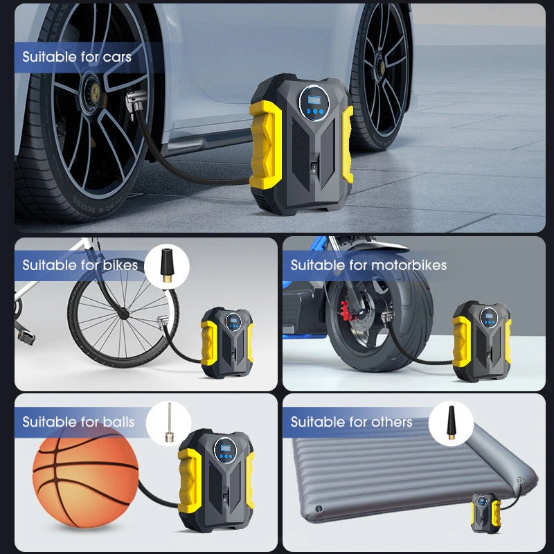 PulseGo Compressore Portatile Compatto per Pneumatici per Auto e Bici | Lersk