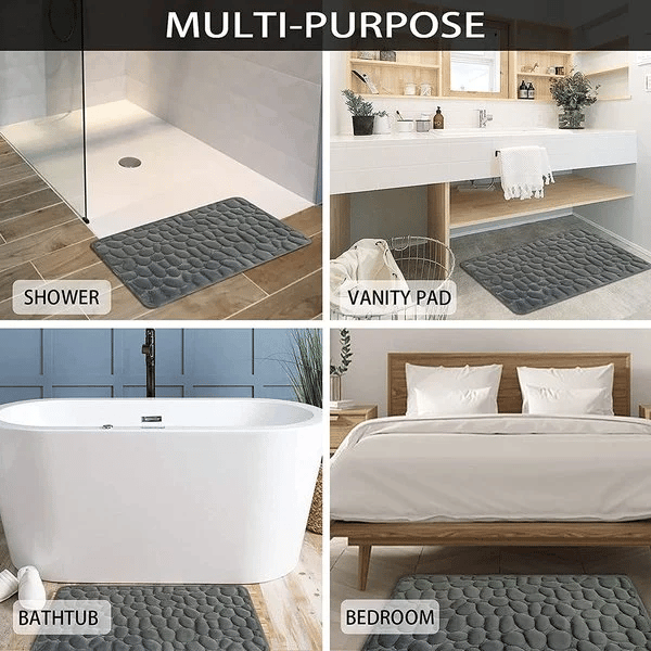 Cobblestone Embossed Bath Mat For Family Safe Absorbent Comfort | Lersk