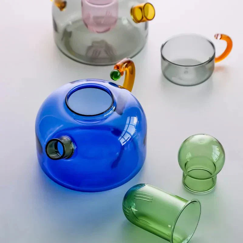 Glass Teapot Set With Contrasting Finish And Optional Mug With Built In Filter | Lersk