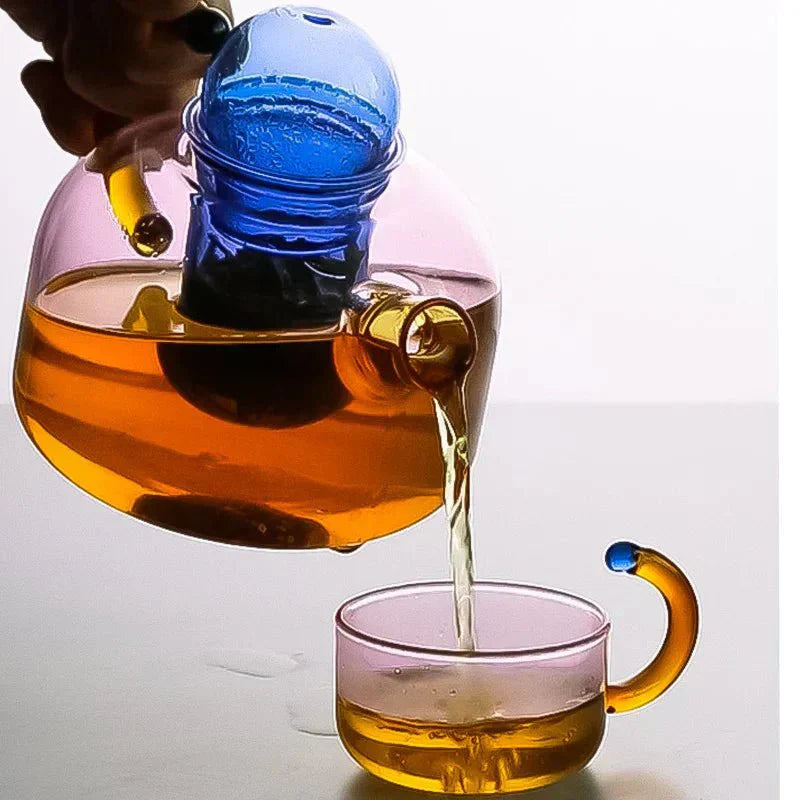 Glass Teapot Set With Contrasting Finish And Optional Mug With Built In Filter | Lersk