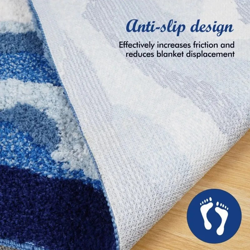 Aesthetic Wave Tufted Rug Ocean Inspired Non Slip Bedroom | Lersk