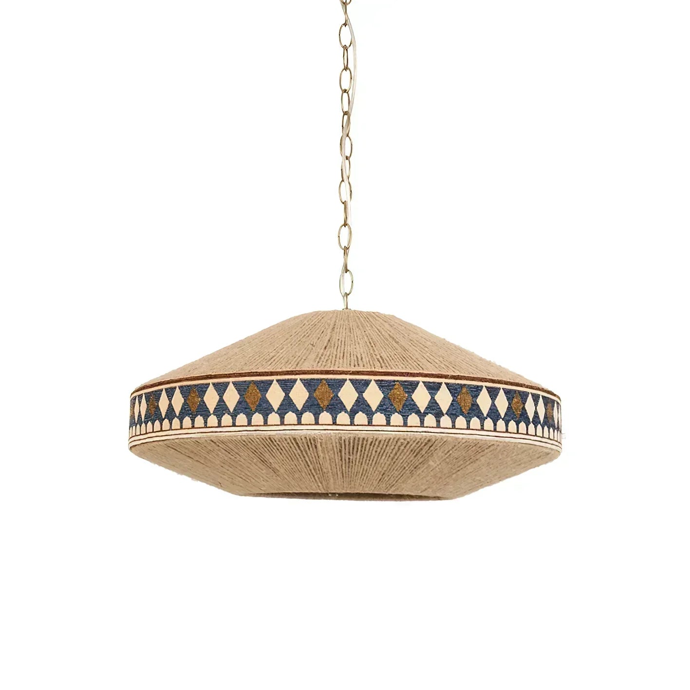 Závěsná lampa Astraea Boho s třásněmi a geometrickým vzorem | Lersk