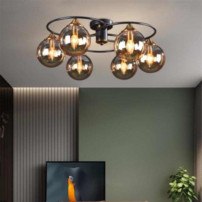 LuminaraArc Vintage runder rauchglasiger Kronleuchter dimmbar